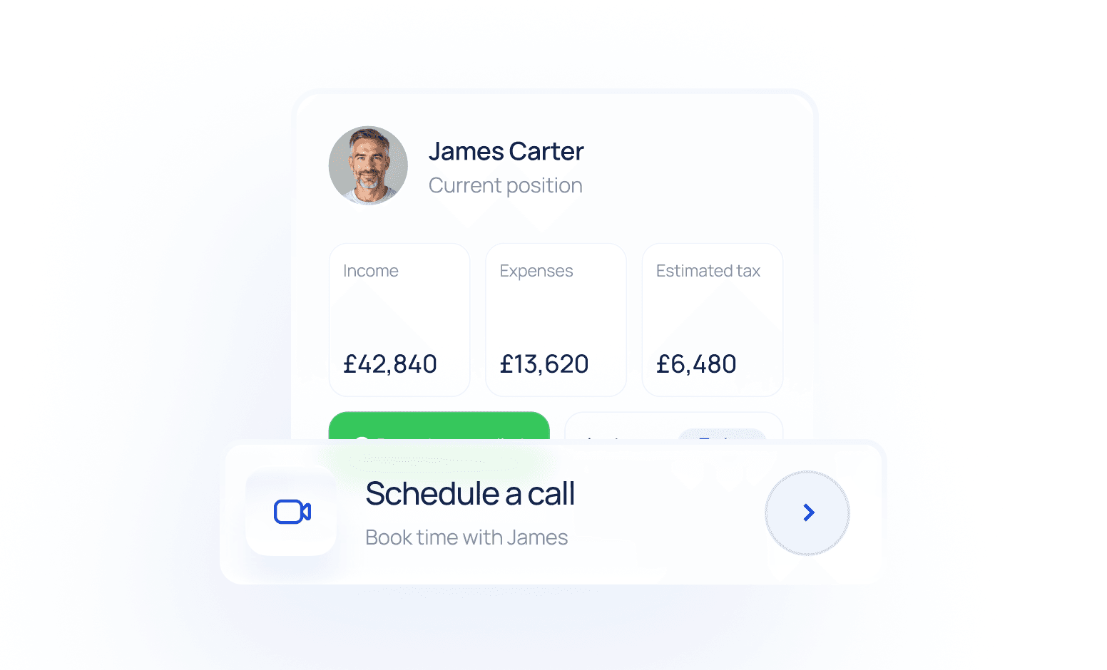 Client position card with a schedule-a-call action